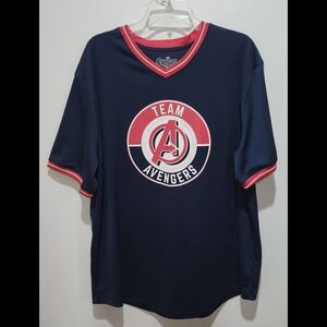 Team Avengers V-neck Jersey Shirt Men's Size XL Marvel Navy